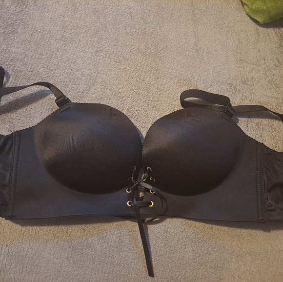 Fall Sweet Other - Fall Sweet Black Lace Up Push Up Bra 36C
